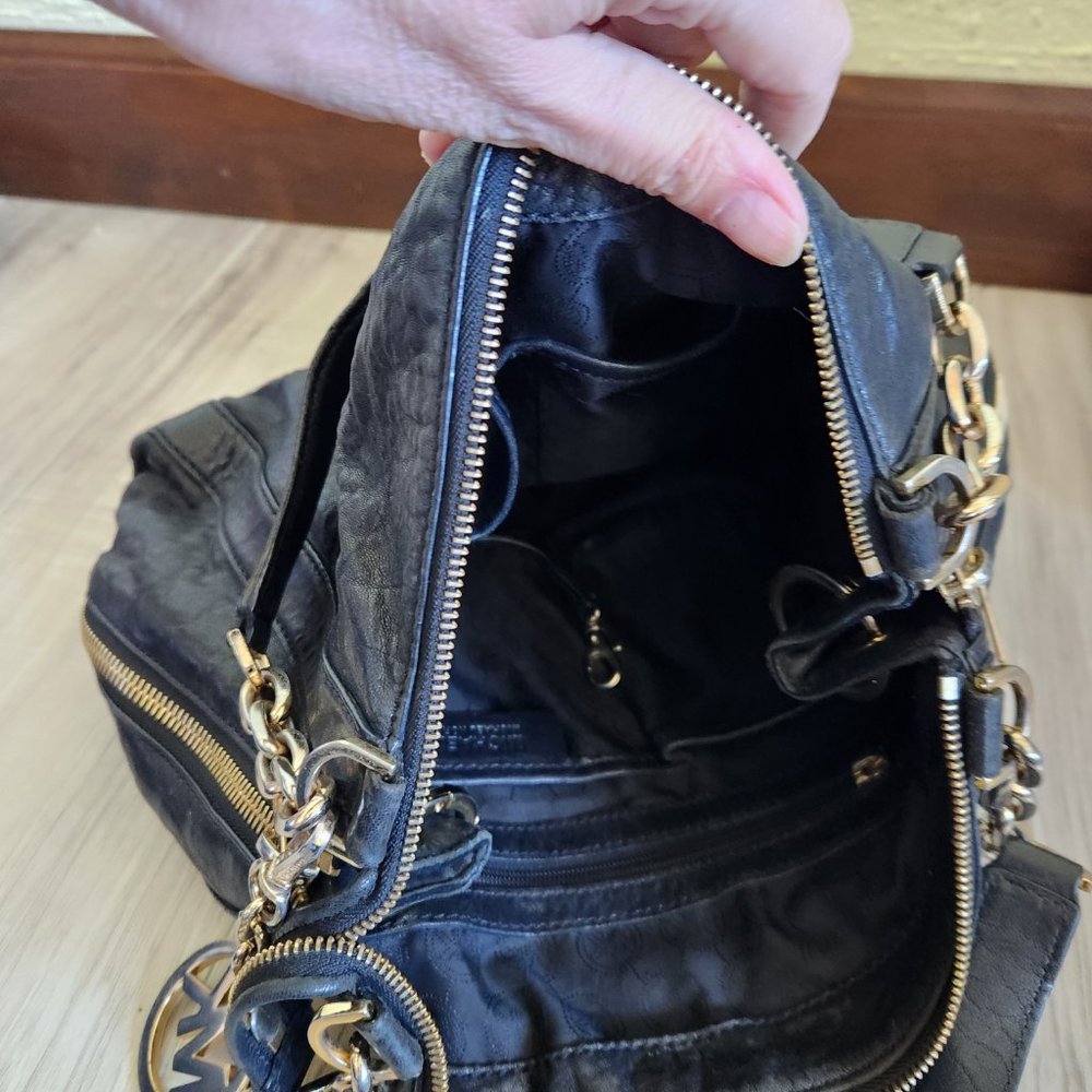 Rare Michael Kors Distressed Leather Shoulder Bag Hobo - Picture 12 of 14